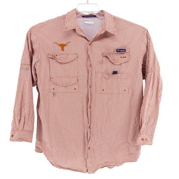 Texas Longhorns Columbia PFG Super Bonehead Shirt Men's XL Orange Vented L/S - Picture 2 of 8